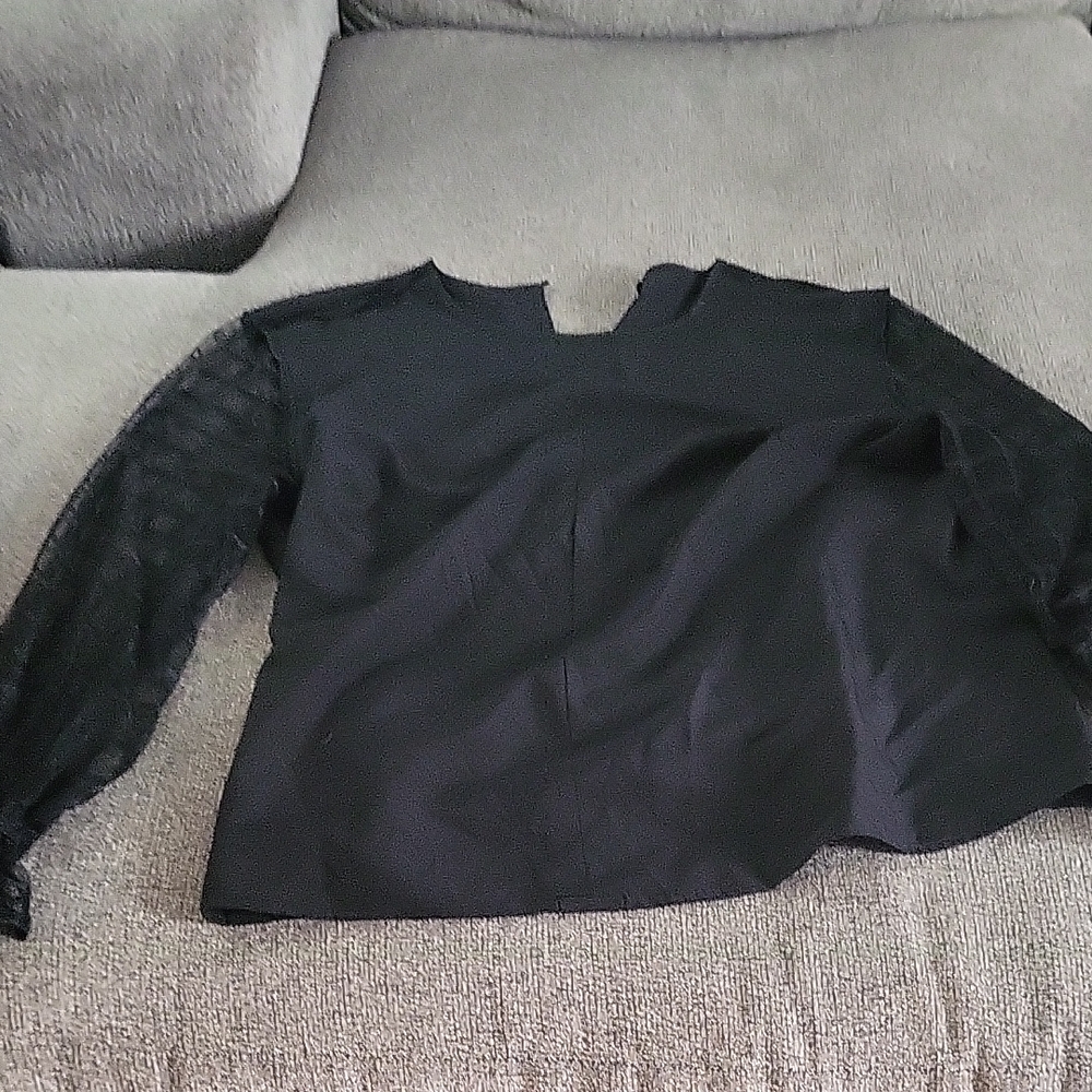 Chic Black Boxy Cut-Out Blouse